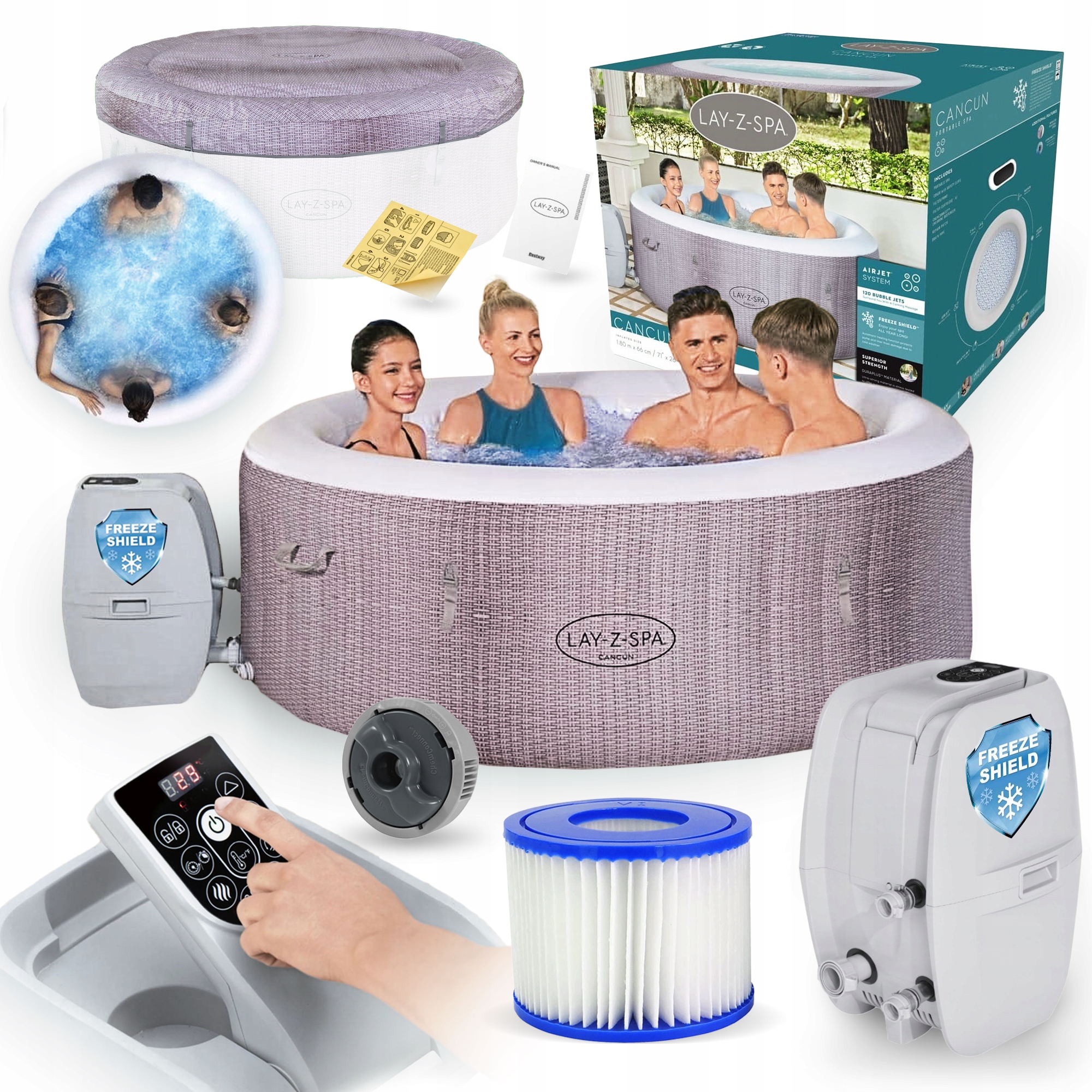 Spa ogrodowe Bestway Cancun AirJet 4os 669L okrągłe 120 dysz