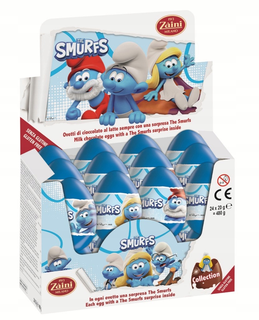 Levně Čokoládová Vajíčka Překvapení Šmoulové Smurfs Karton 24 Kusů x 20 G