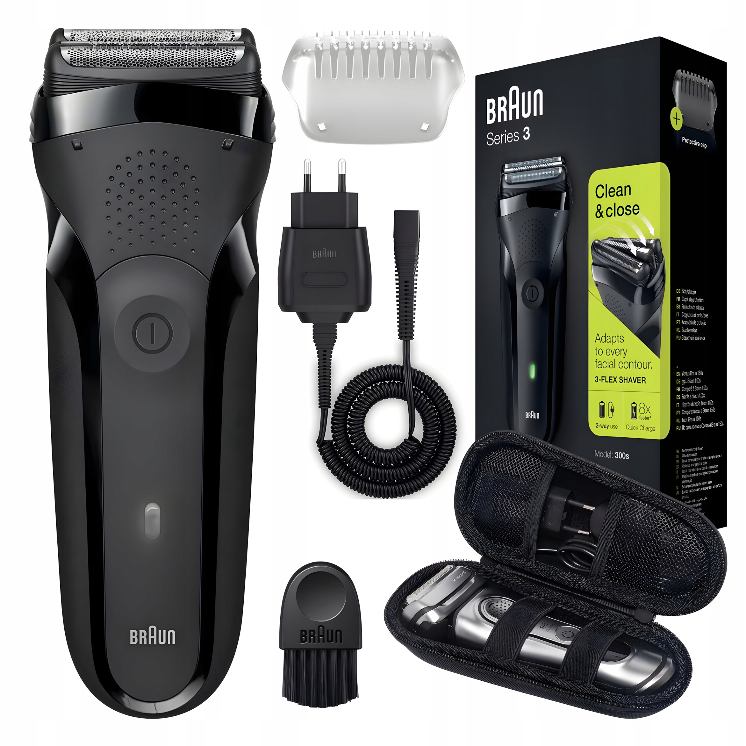 Braun Series 3 300s Holicí Strojek Pánský Elektrický Černý Pouzdro Cestovní