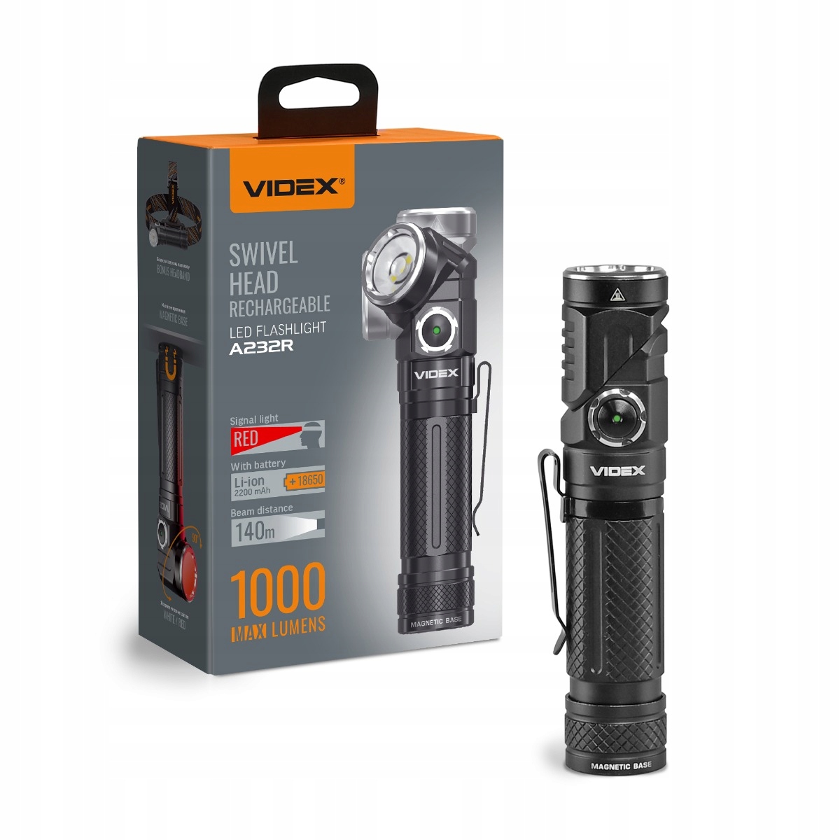 Čelovka Led 10W akumulátor na 90 h 1000 lm dosah 140 m IP66 Videx