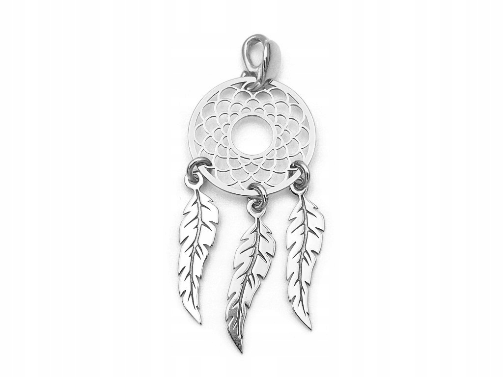 

Srebrny srebro wisiorek łapacz snów pióra boho