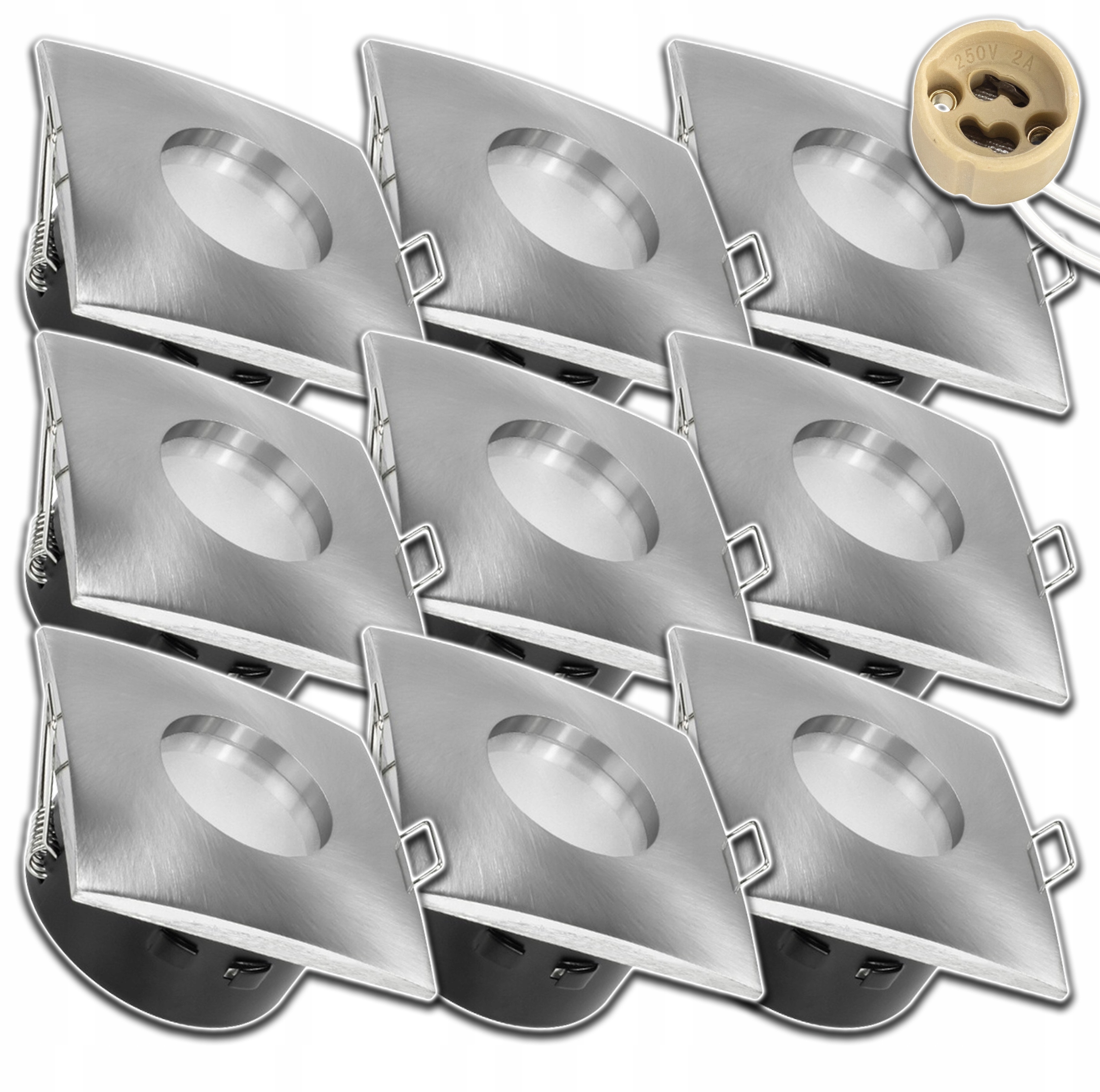 9 x Bílé Zapuštěné Stropní Svítidlo Do Podbití Voděodolné Zásuvka GU10