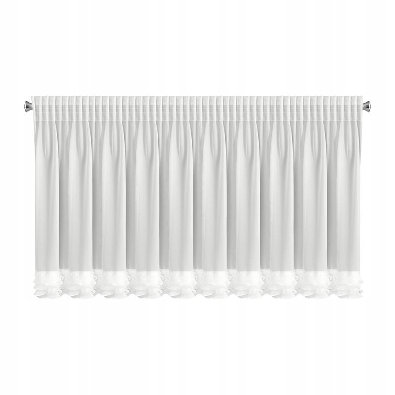 Firana Gotowa Luisa Na Taśmie 400X80 Biała Krótka Zdobiona