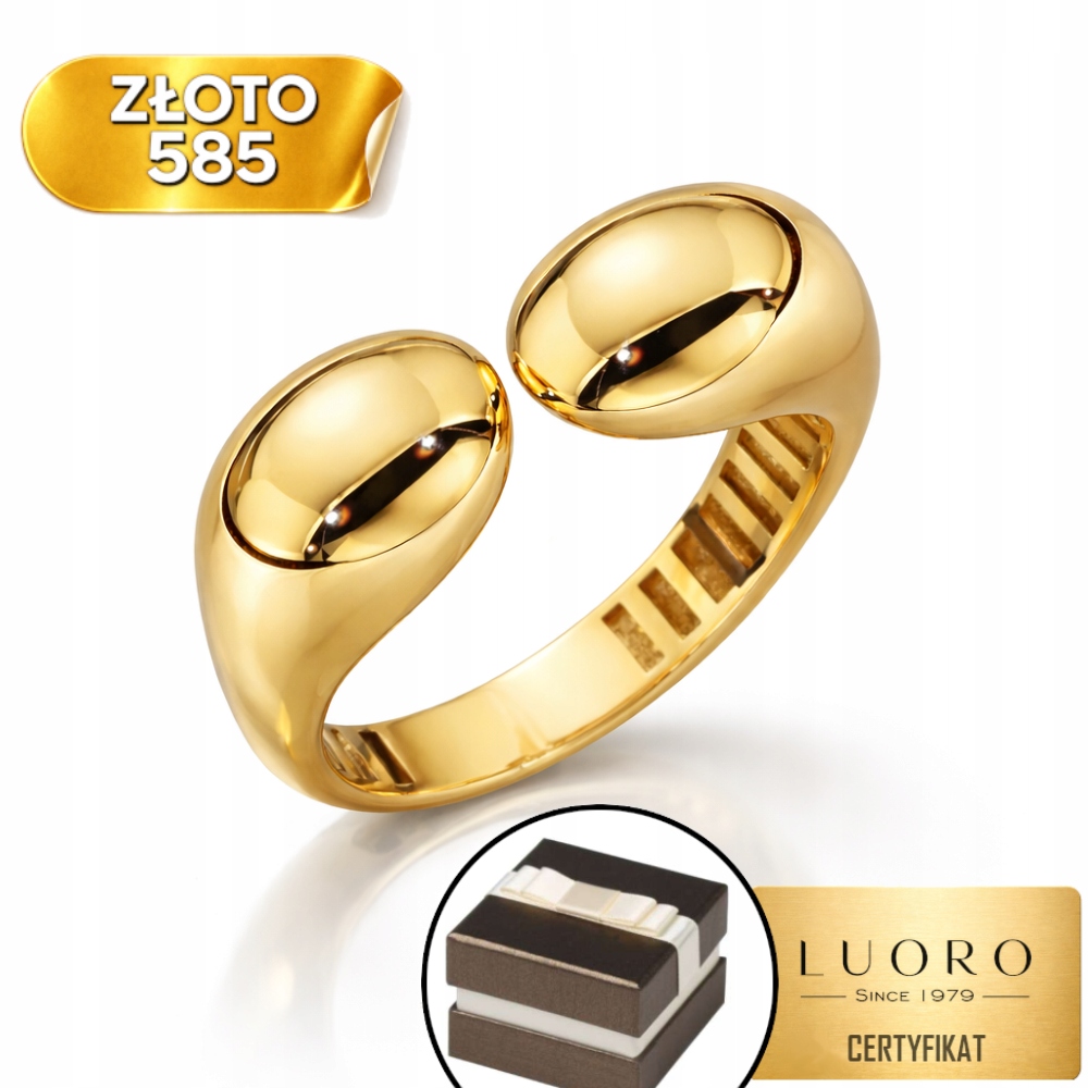 Prstýnek 585 14K, Prodloužené Hladké Kuličky, Žluté Zlato, R12