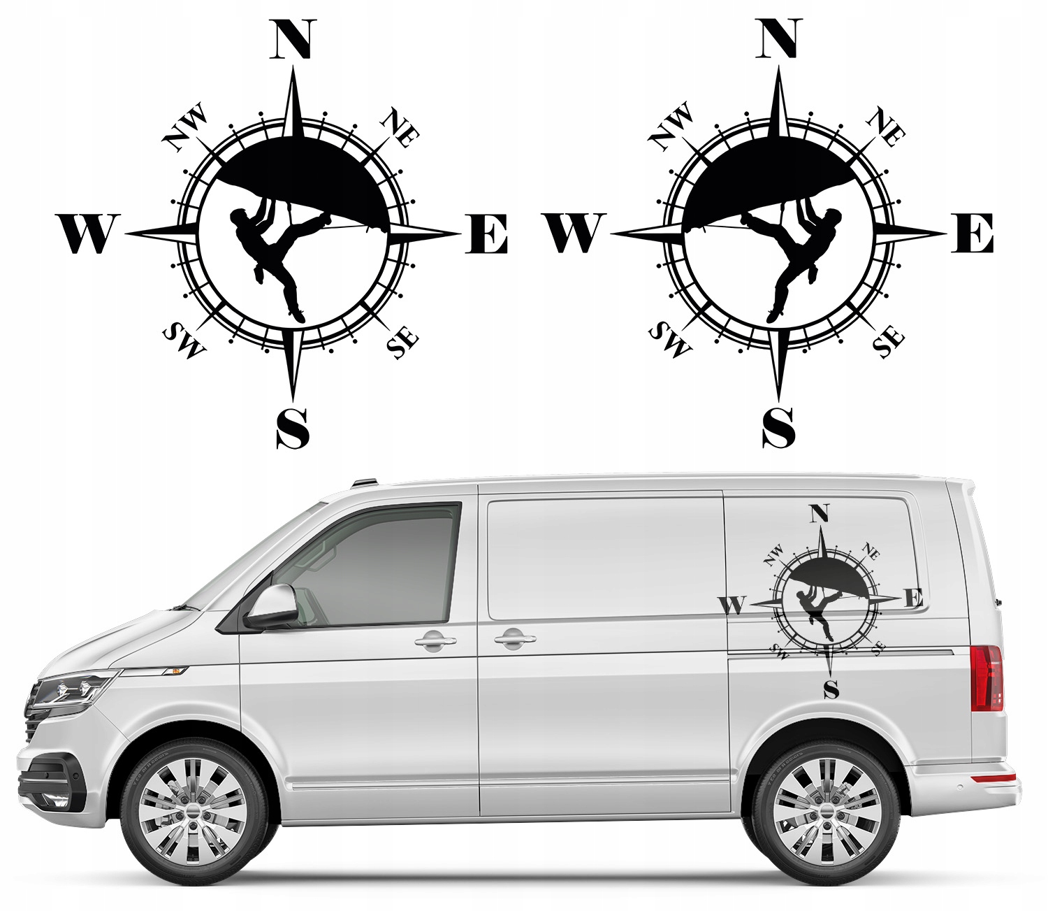 2x Samolepky na auto Kompas Lezení 89x94 cm