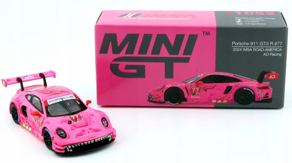 Mini GT Porsche 911 GT3 R #77 2024 IMSA Road America AO Racing Roxy LHD MGT