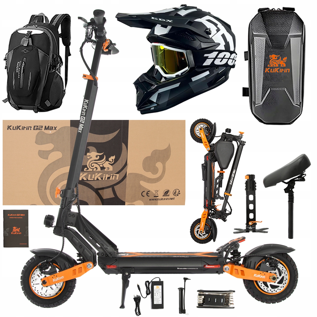 Kukirin G2 Max Skládací elektrické vozidlo 1200W 48V 20Ah 55KM/H Pl Dárek