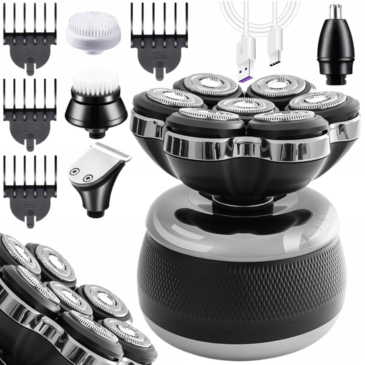 Golarka Męska Do Głowy Brody Maszynka Trymer Do Strzyżenia Nakładki Zestaw