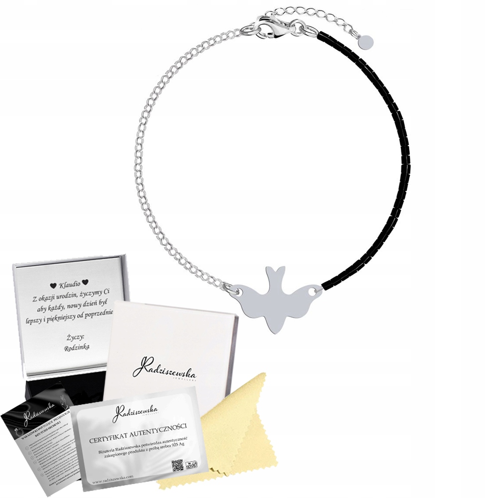 Stříbrný náramek Holubice Duch Svatý Ag 925 Dárek Gravírování Přání Bonus