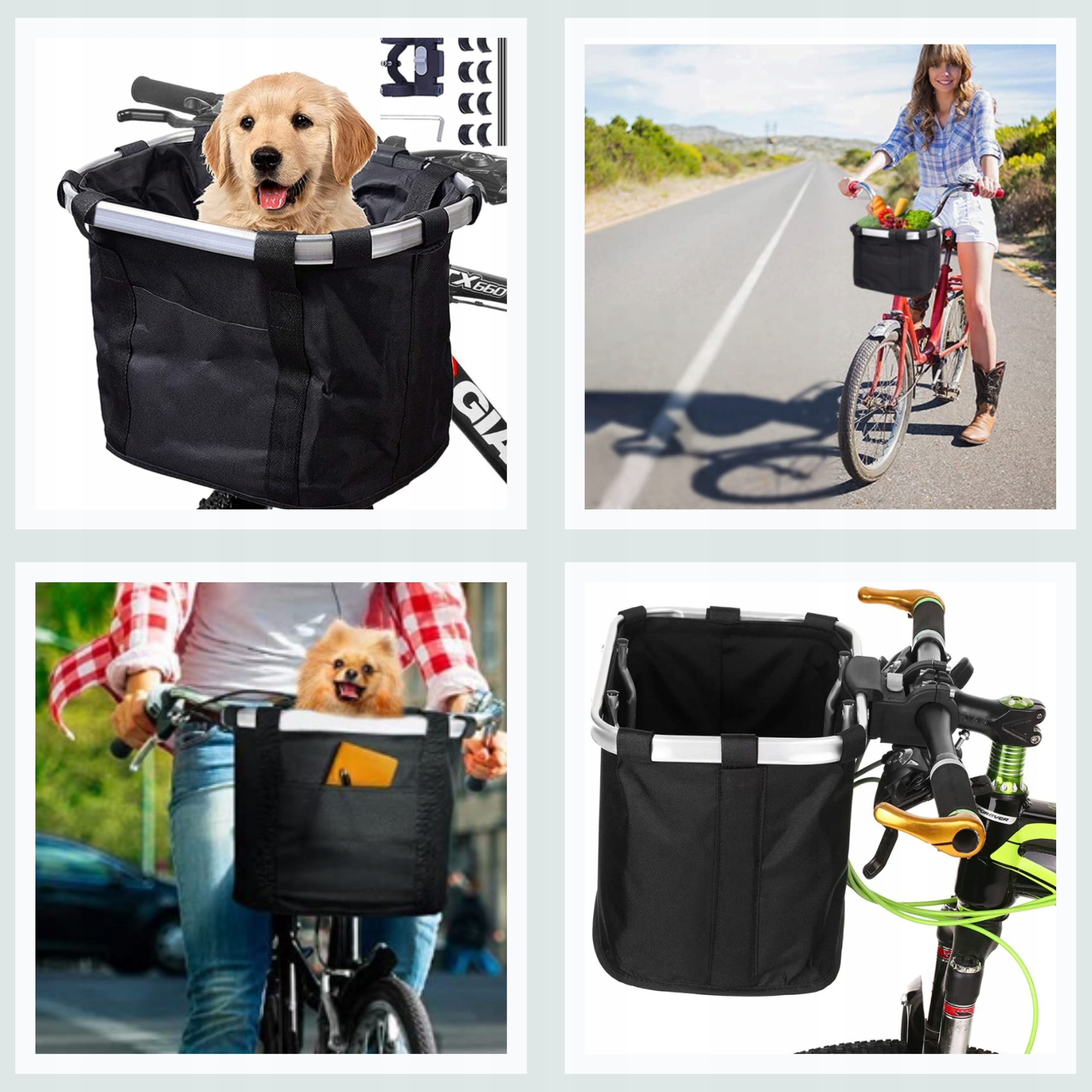 KOSZ ROWEROWY PRZEDNI CZARNY UCHWYT SAKWA TORBA Montaż click