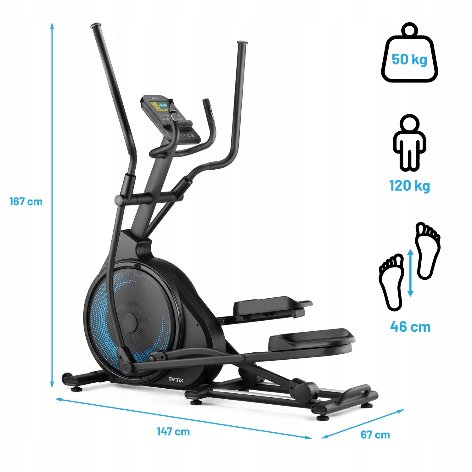 ЕЛІПТИЧНИЙ ТРЕНАЖЕР ORBI-TREK МАГНІТНИЙ ELECTROMAGNETIC XCF5000 GYMTEK Кількість програм тренувань 12