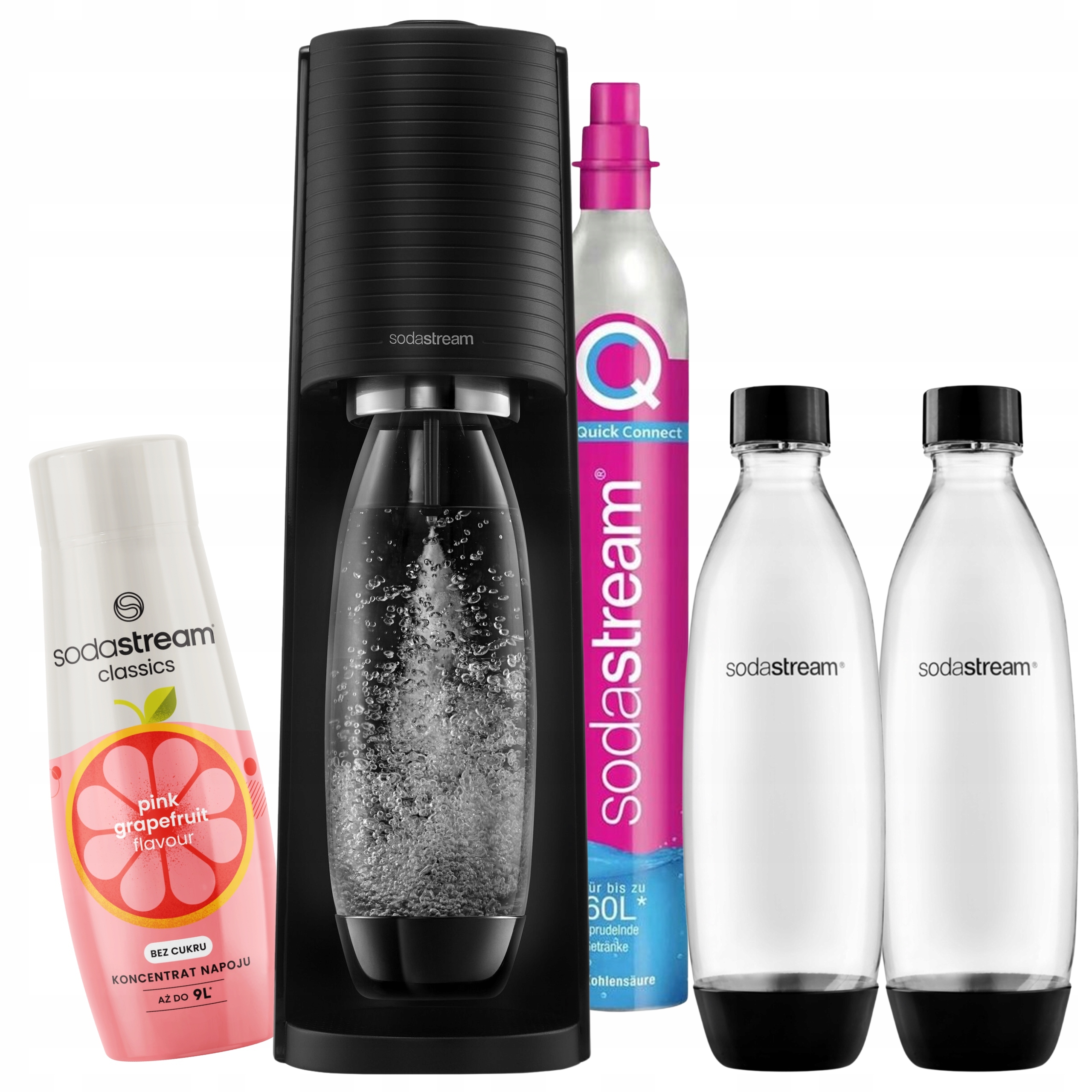 Saturator SodaStream Terra Czarny do wody 2 butelki 1L Syrop Grejpfrut