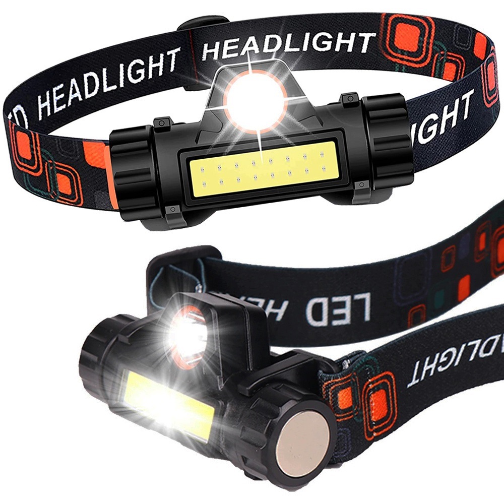 Latarka czołowa 4w1, Cob Led, z magnesem, ładowana Usb, mocna, regulowany
