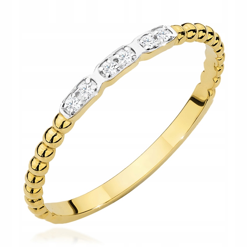 Zlatý Jemný Prstýnek 585 Kuličky S Brilianty