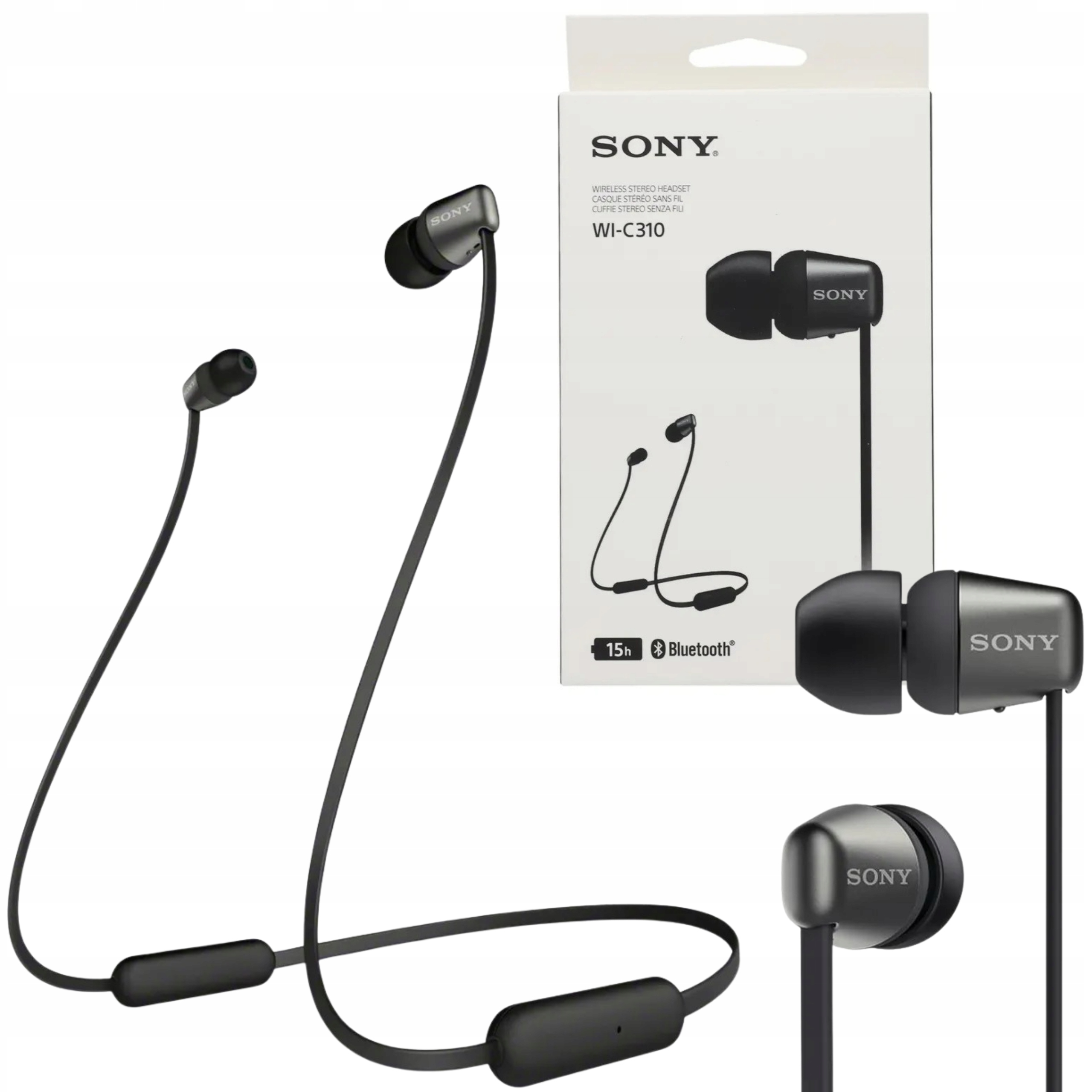 Słuchawki Bezprzewodowe Sony WI-C310 Dokanałowe z Mikrofonem Czarne