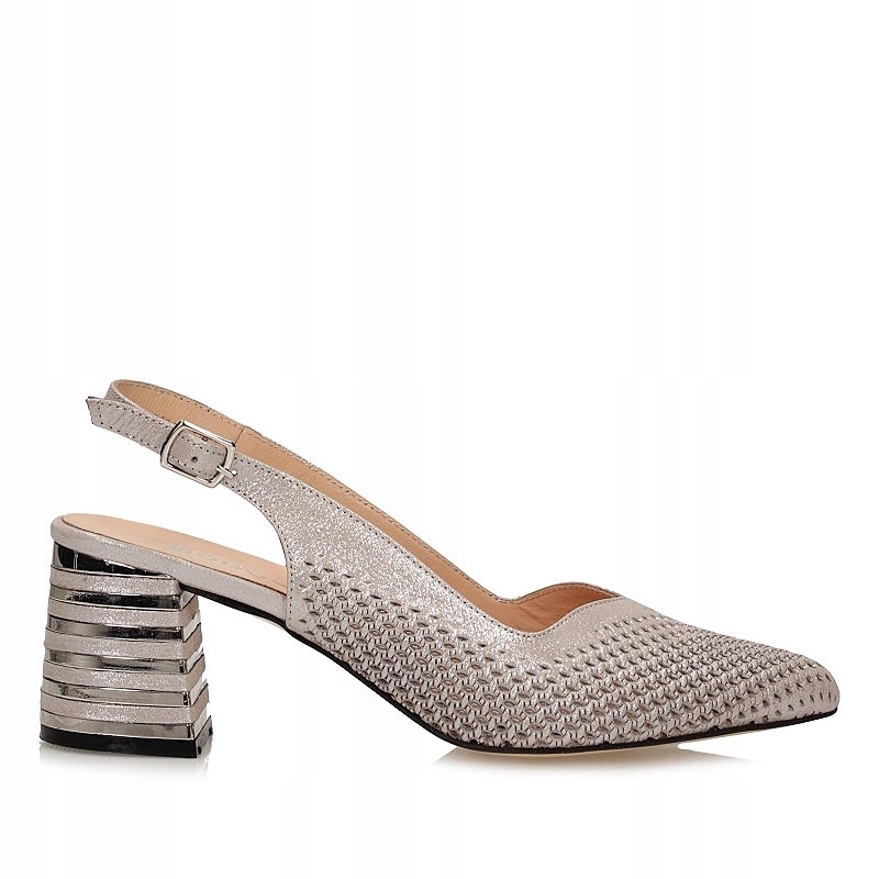 Dámské lodičky Boccato 528.54 Vizon Saten Sclk stříbrné kožené