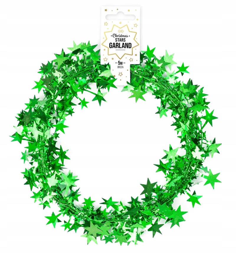 

Girlanda Łańcuch dekoracja gwiazdki Zielona 5m