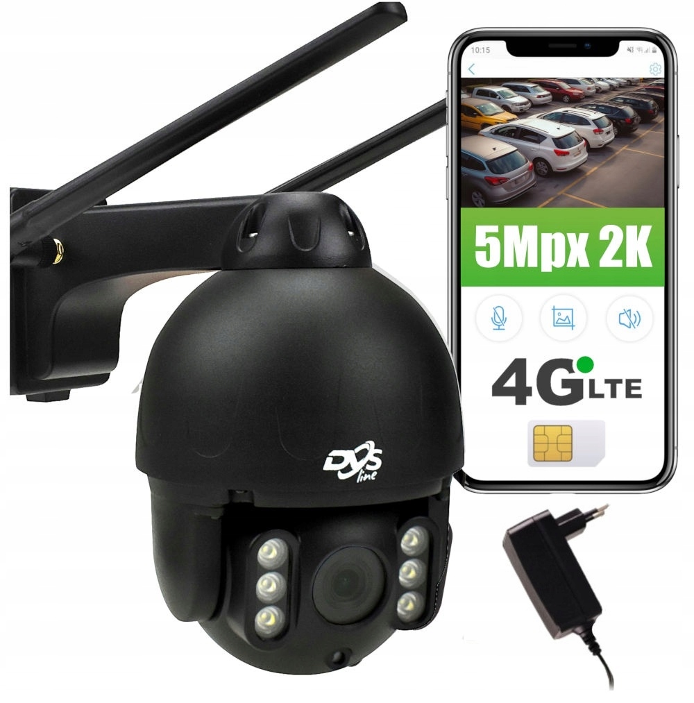 Čierna Rotačná Kamera Sim Karta Lte 4G Gsm 5Mpx