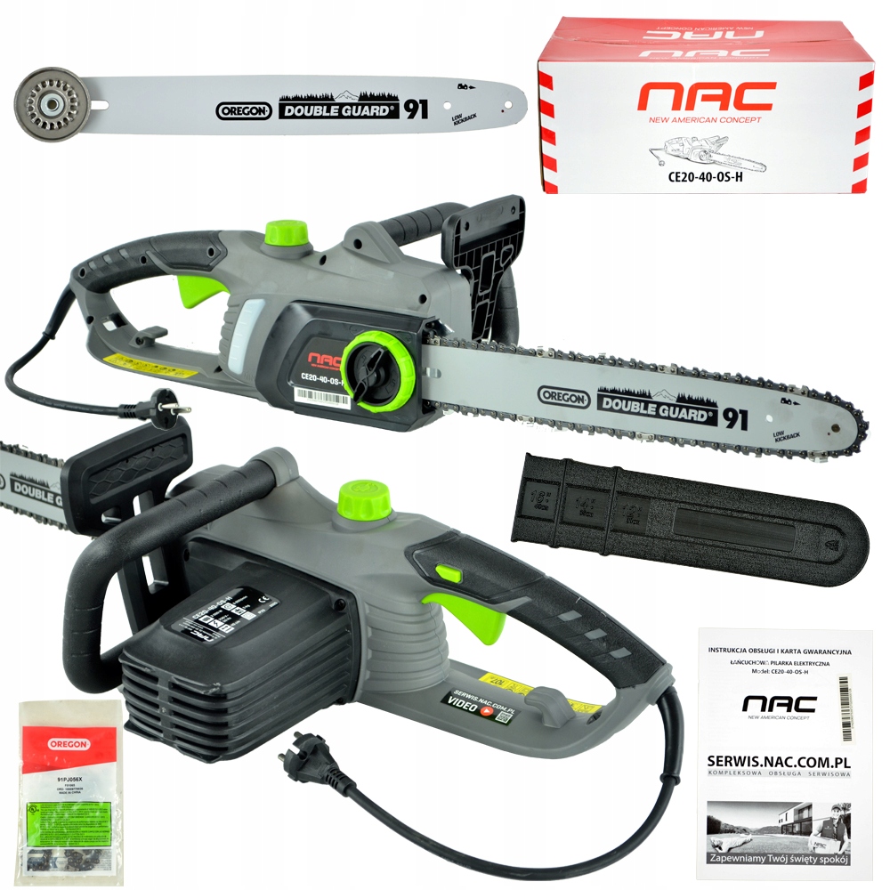 Piła Elektryczna Nac 2000 W Szybki Naciąg Łańcucha Osprzęt Oregon 40 CM