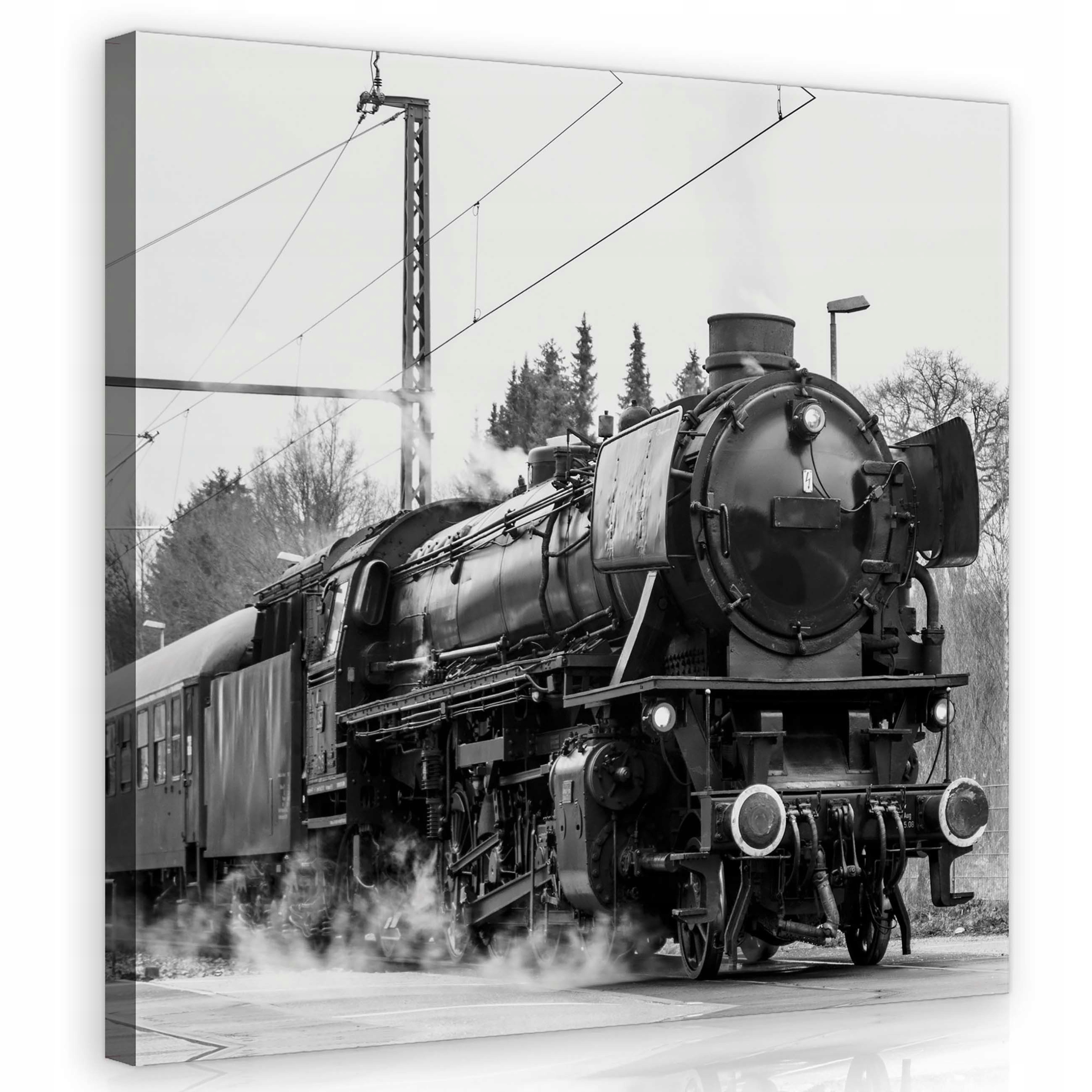 Obraz 80x80 Parovoz Železniční železnice fotografie černobílé retro krajiny
