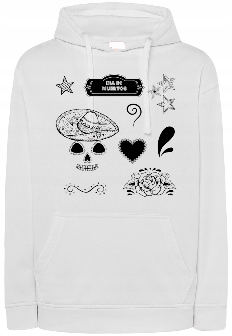 Mikina s pěkným potiskem Dia de Muertos Lebka vel. 3XL