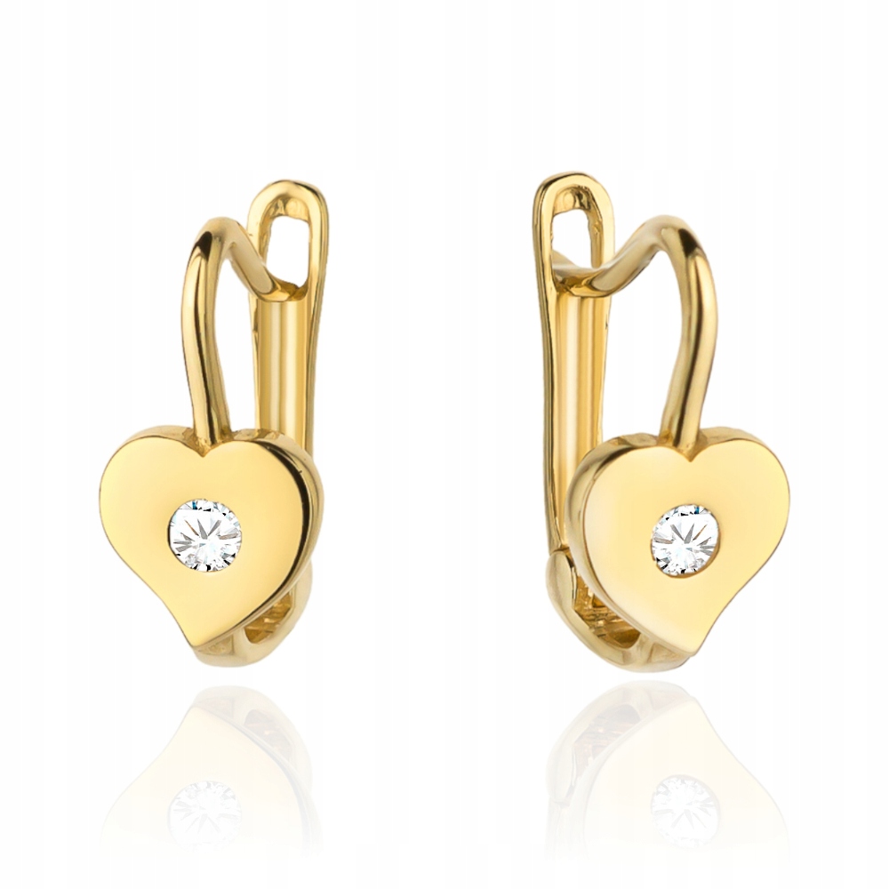 ZŁOTE KOLCZYKI 585 DZIECKO DZIEWCZYNKA SERCE chrzest roczek komunia Marka Inna marka