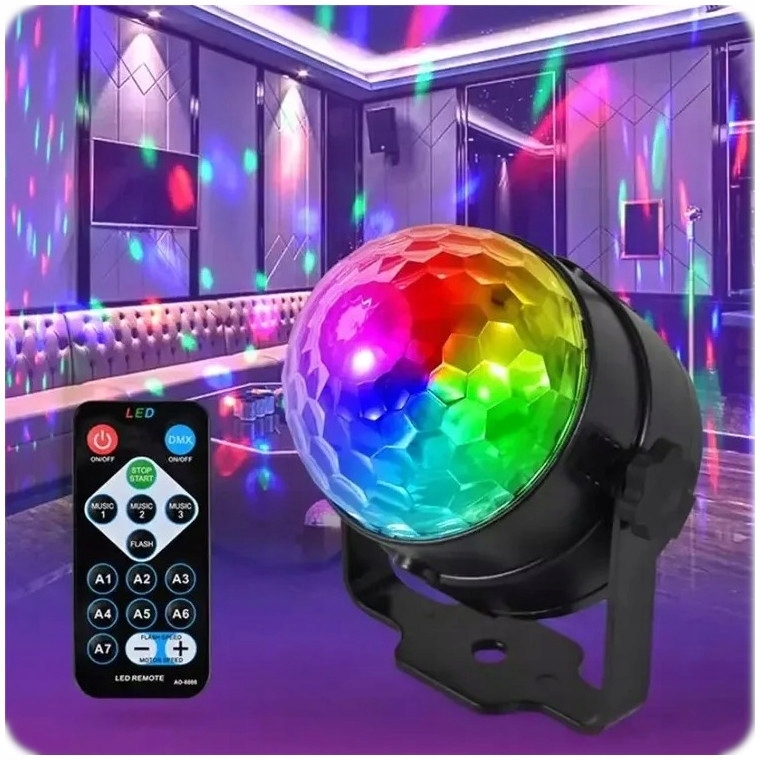 Disco Projektor S Dálkovým Ovládáním 3W Rgb Jevištní Světla 360° Otočná