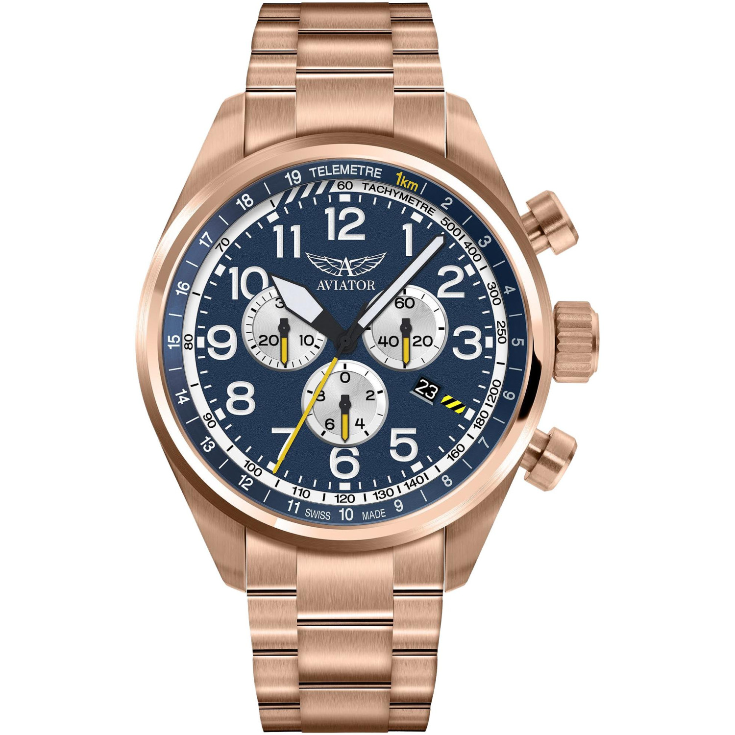 Pánské Hodinky Aviator V.2.25.2.170.5, růžové zlato, náramek