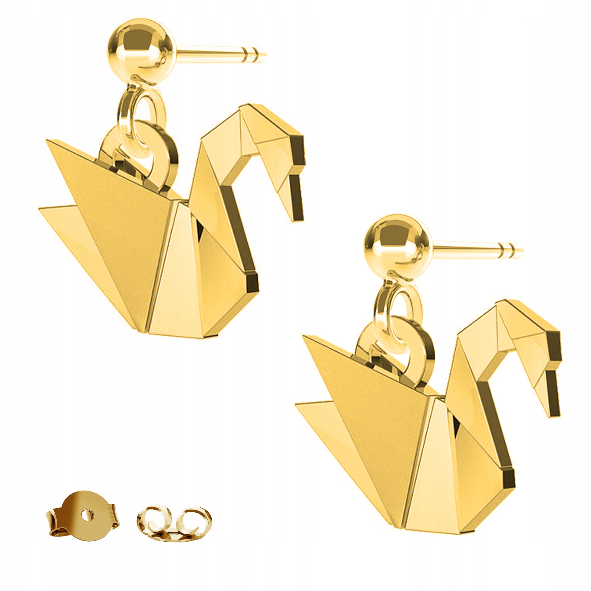 

Kolczyki złote Łabędź Origami Łabędzie 925