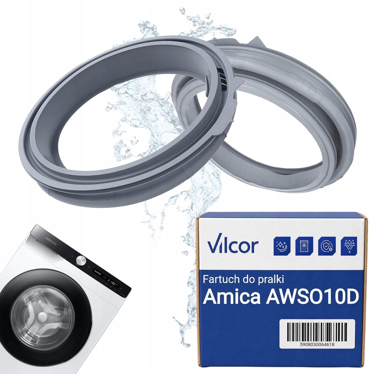 Fartuch Pralki Amica AWSO10D Szary, Zamiennik, Dopasowany, Funkcjonalna