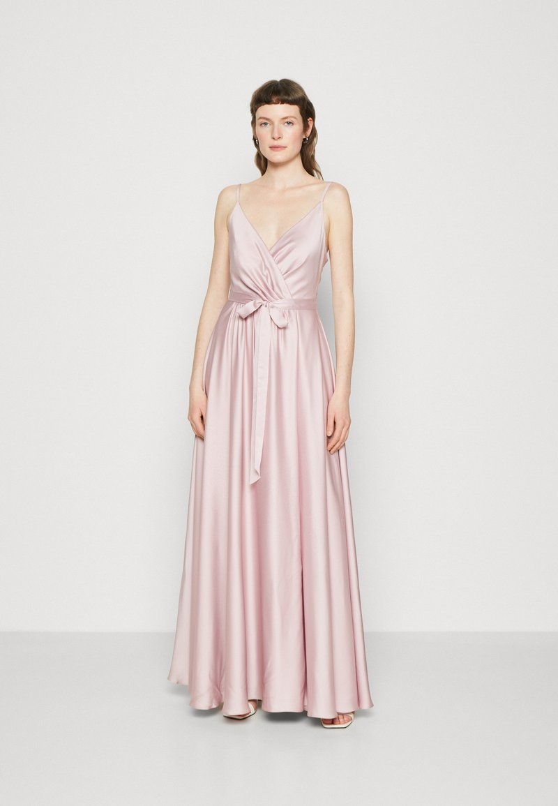Růžové saténové maxi Šaty na ples Swing 40