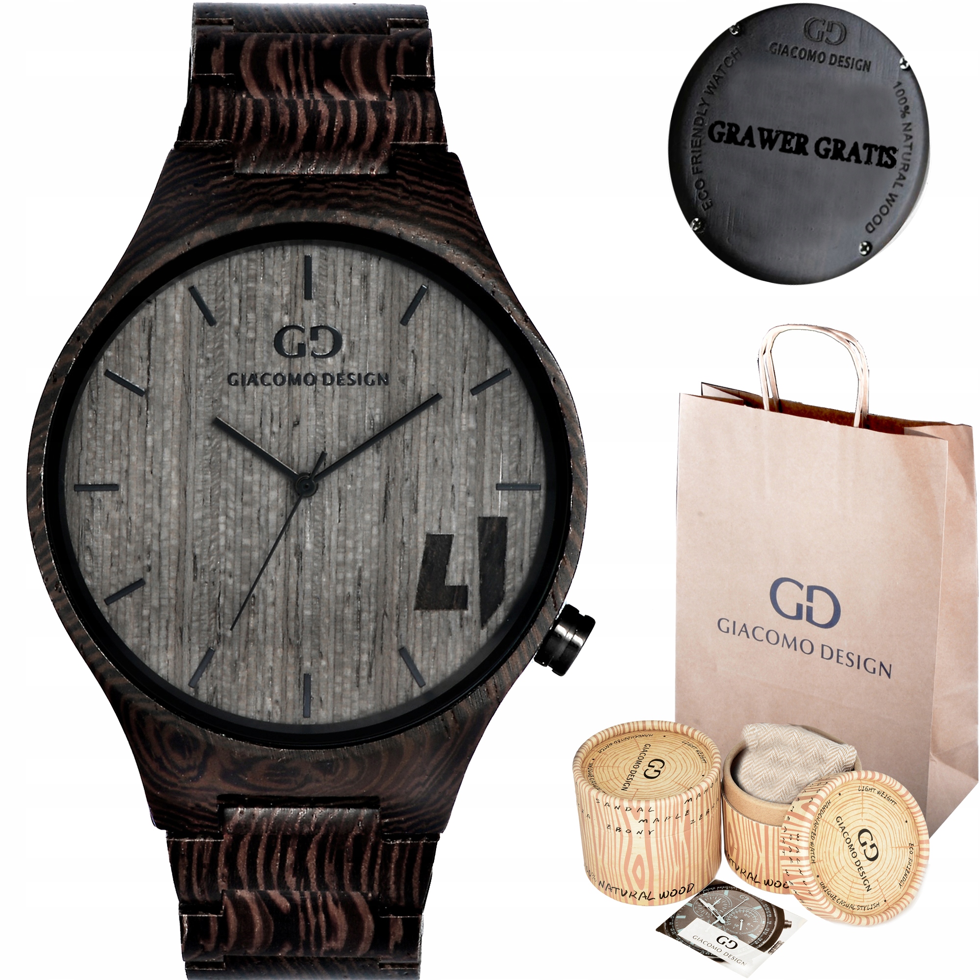 

Zegarek męski drewniany Giacomo Design GD08 5 Wzór