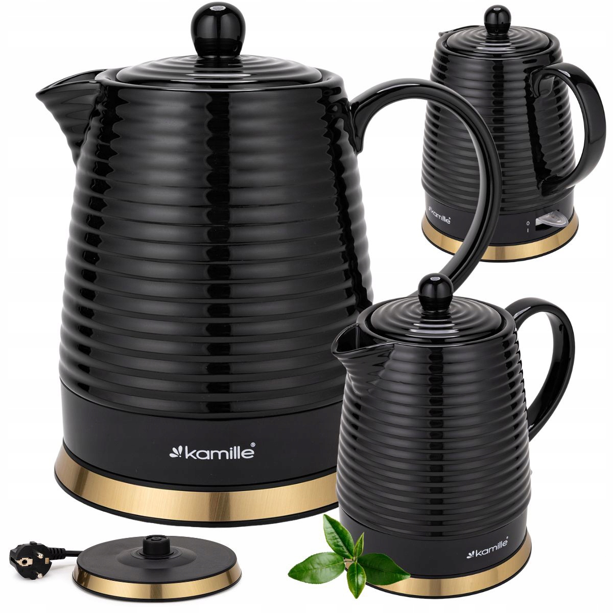 Czajnik Elektryczny Bezprzewodowy Ceramiczny Kamille 1200 W 1,2 L czarny