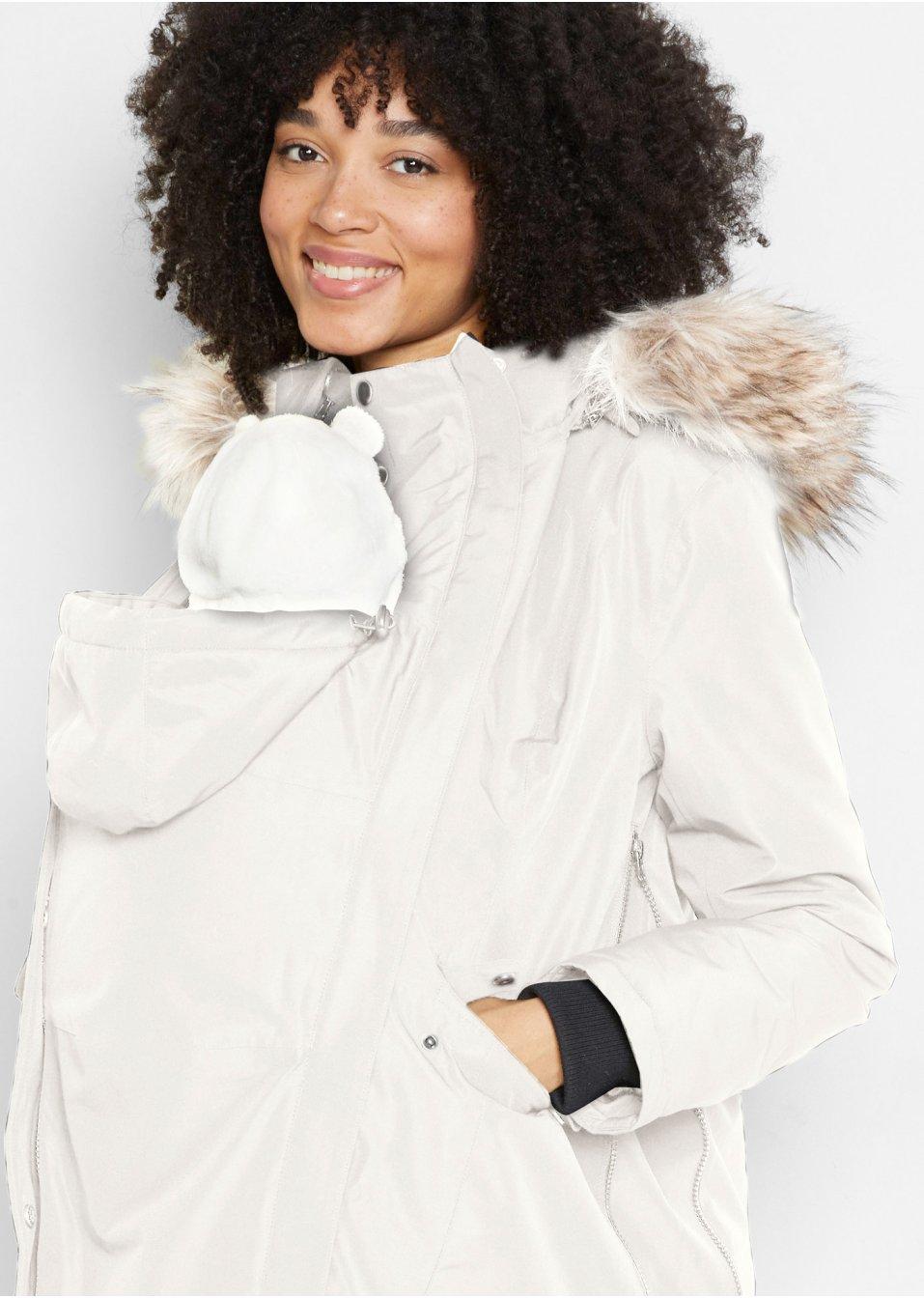 BPC BEŻOWY CIĄŻOWY PŁASZCZ Z KAPTUREM FUTERKO 44 XXL Rozmiar 44