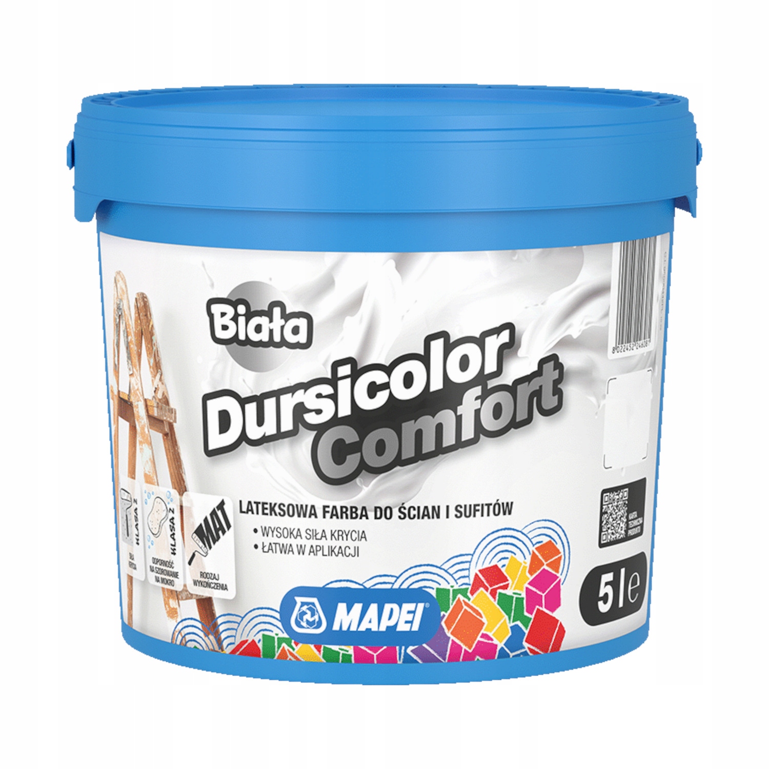 Przeterminowana farba wewnętrzna Mapei Dursicolor Comfort Biała 5L