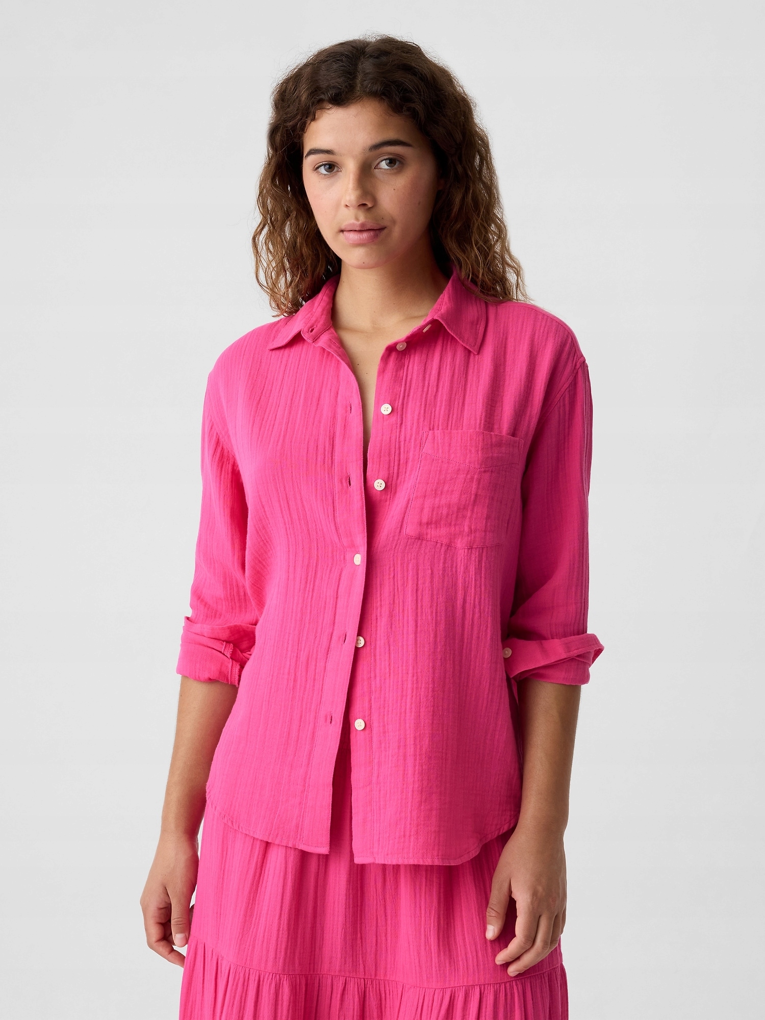 Gap Mušelínová košile oversize růžová