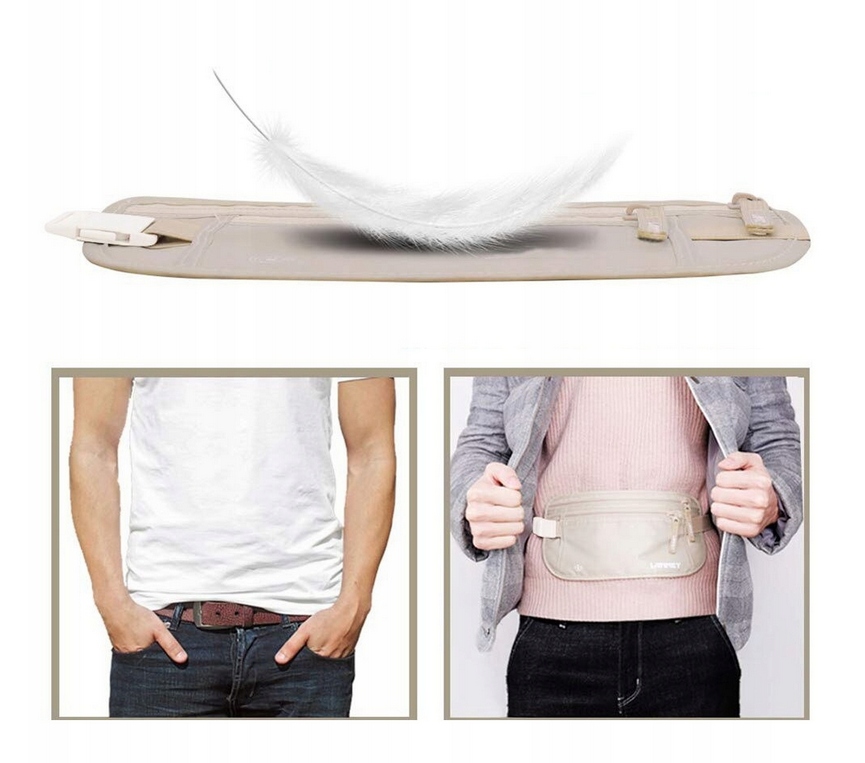 SASZETKA PODRÓŻNA NA PIENIĄDZE DYSKRETNA NERKA NA PIENIĄDZE KARTY DOKUMENTY Marka inna