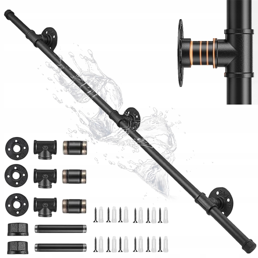 Zábradlí 150 CM Černé Pro Schody Do Koupelny, Bezpečnost Pro Seniory