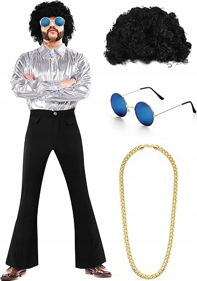 Strój Disco Kostium Disco Srebrna Lata 70 80 l