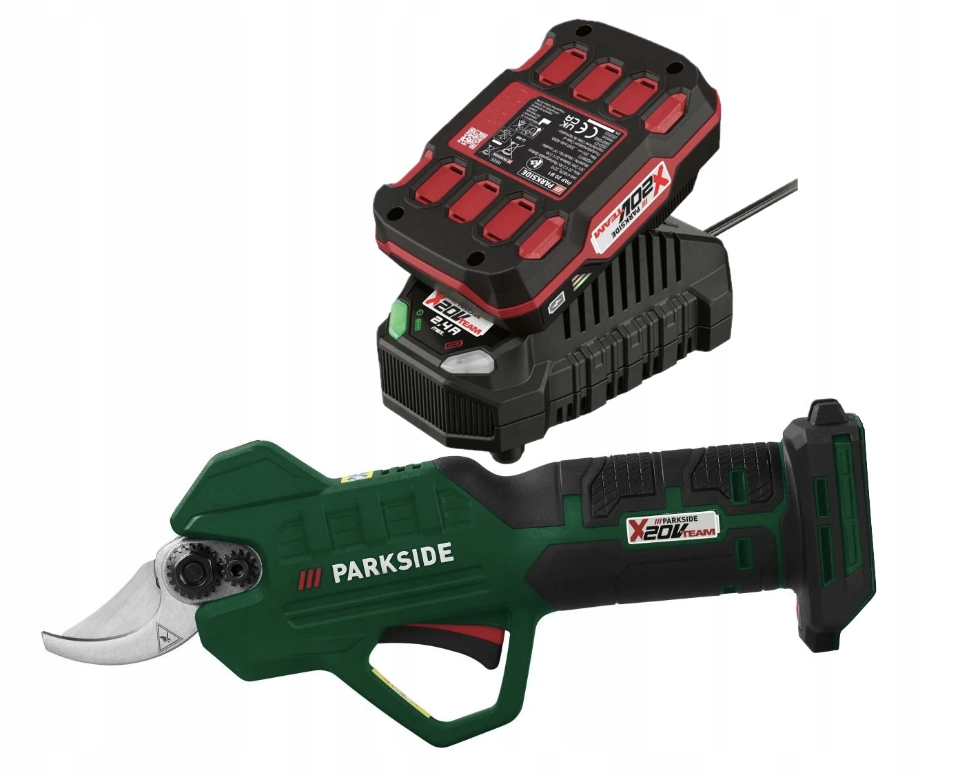 Parkside aku nożyce (sekator) do gałęzi z aku 2Ah i ładowarką 65W