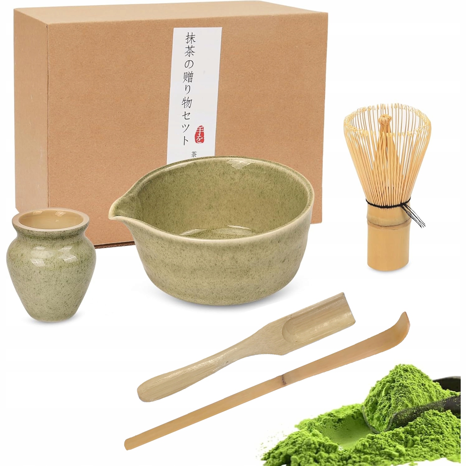 Levně Dárková Sada Na Čaj Matcha Sada Metliček Matcha S Metličkou 5 ks