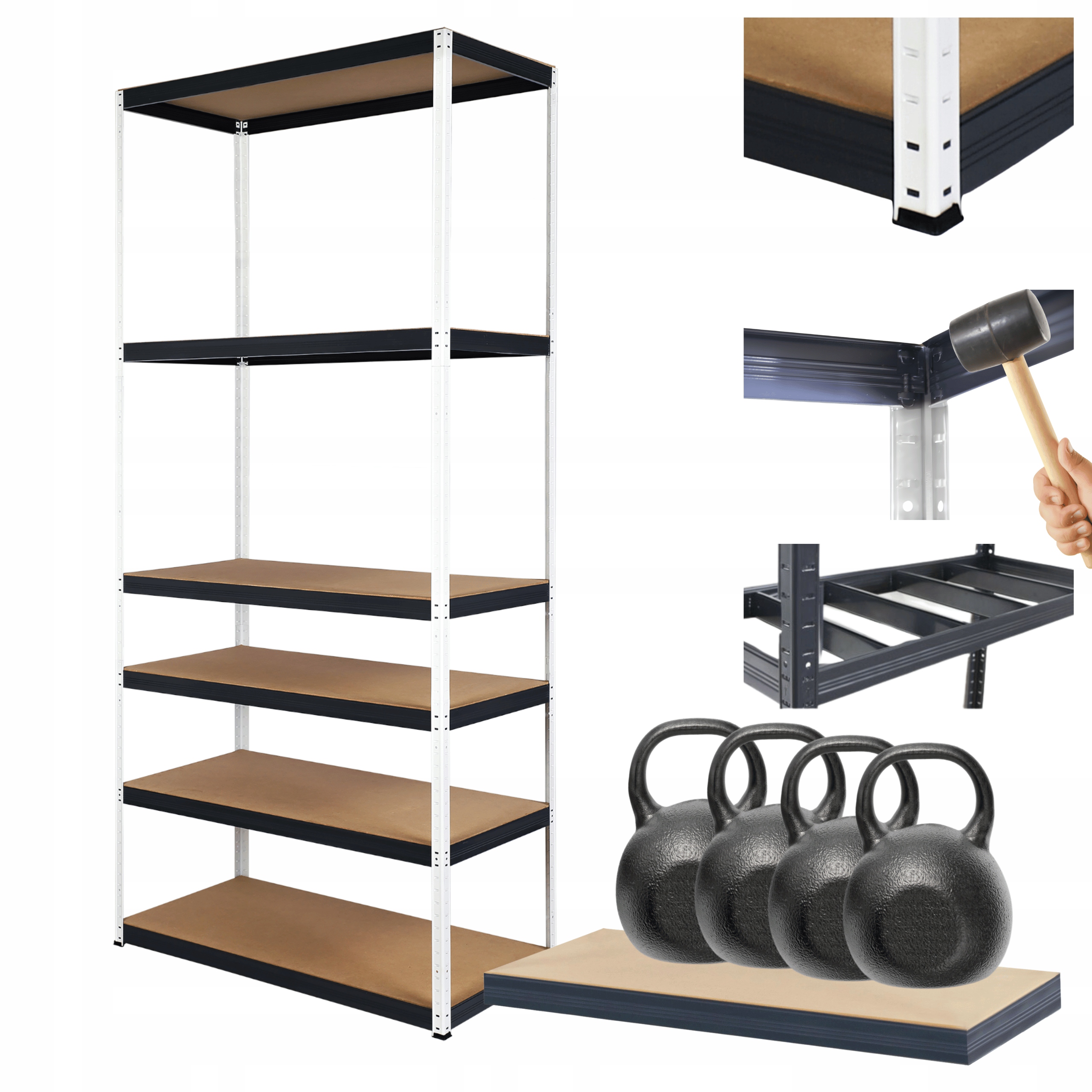 Kovový skladový regál Helios 196x100x30 cm 6Px400 kg Silný Poľský