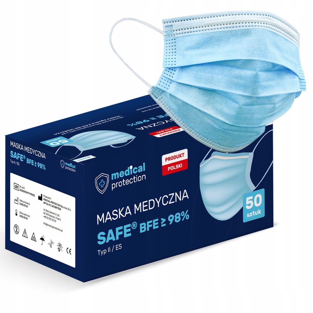 

Maska Ochronna Medyczna Chirurgiczna 50 Sztuk 98%