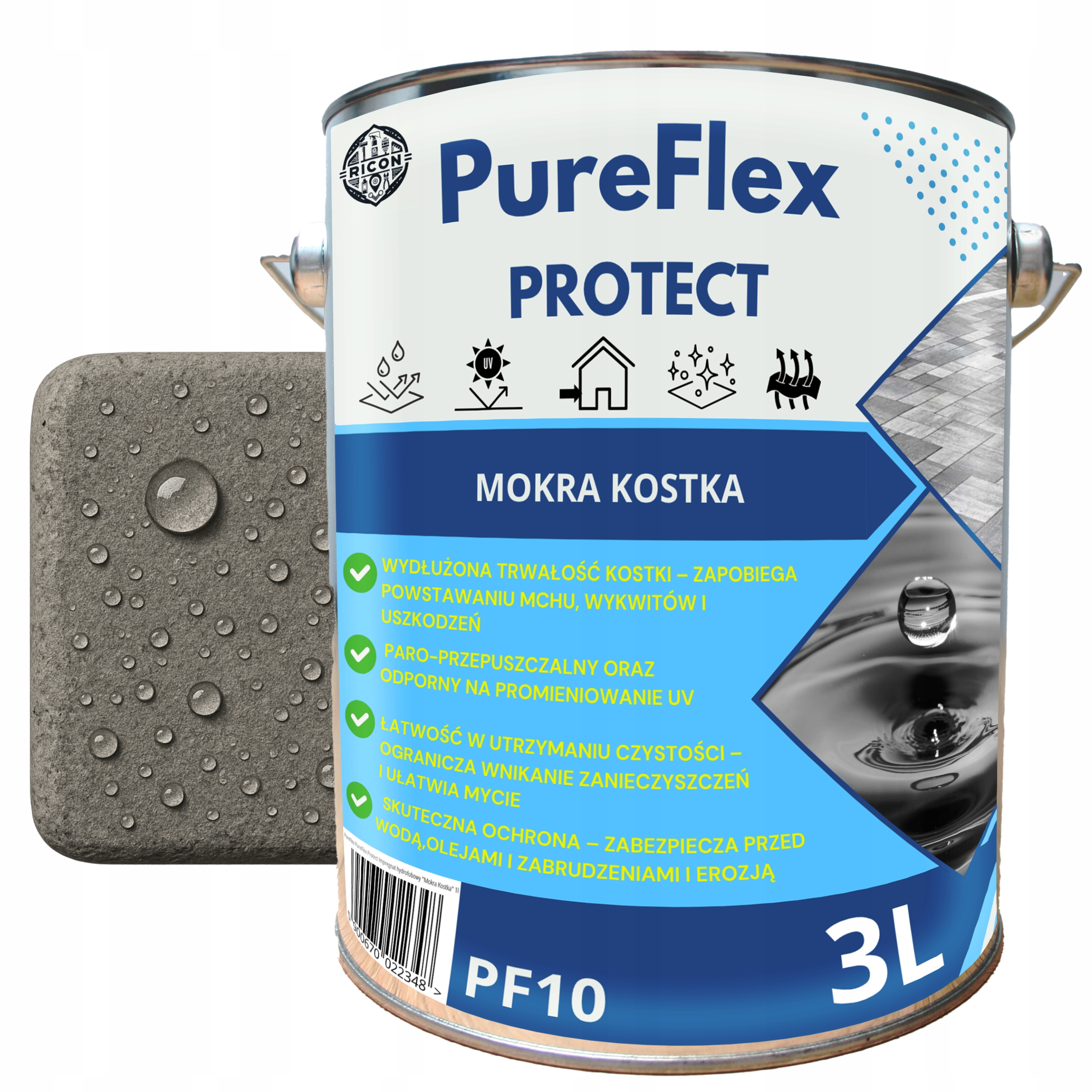 Impregnat Do Kostki Brukowej Efekt Mokrej Kostki Hydrofobowy 3L