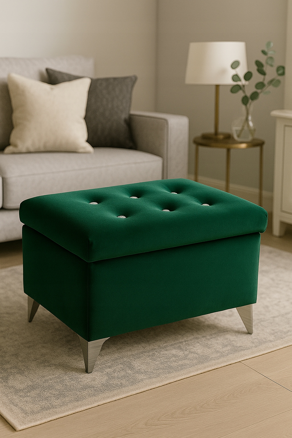 Pufa s úložným priestorom, otváracia taburetka, podnožka, čalúnená lavička, 60 cm