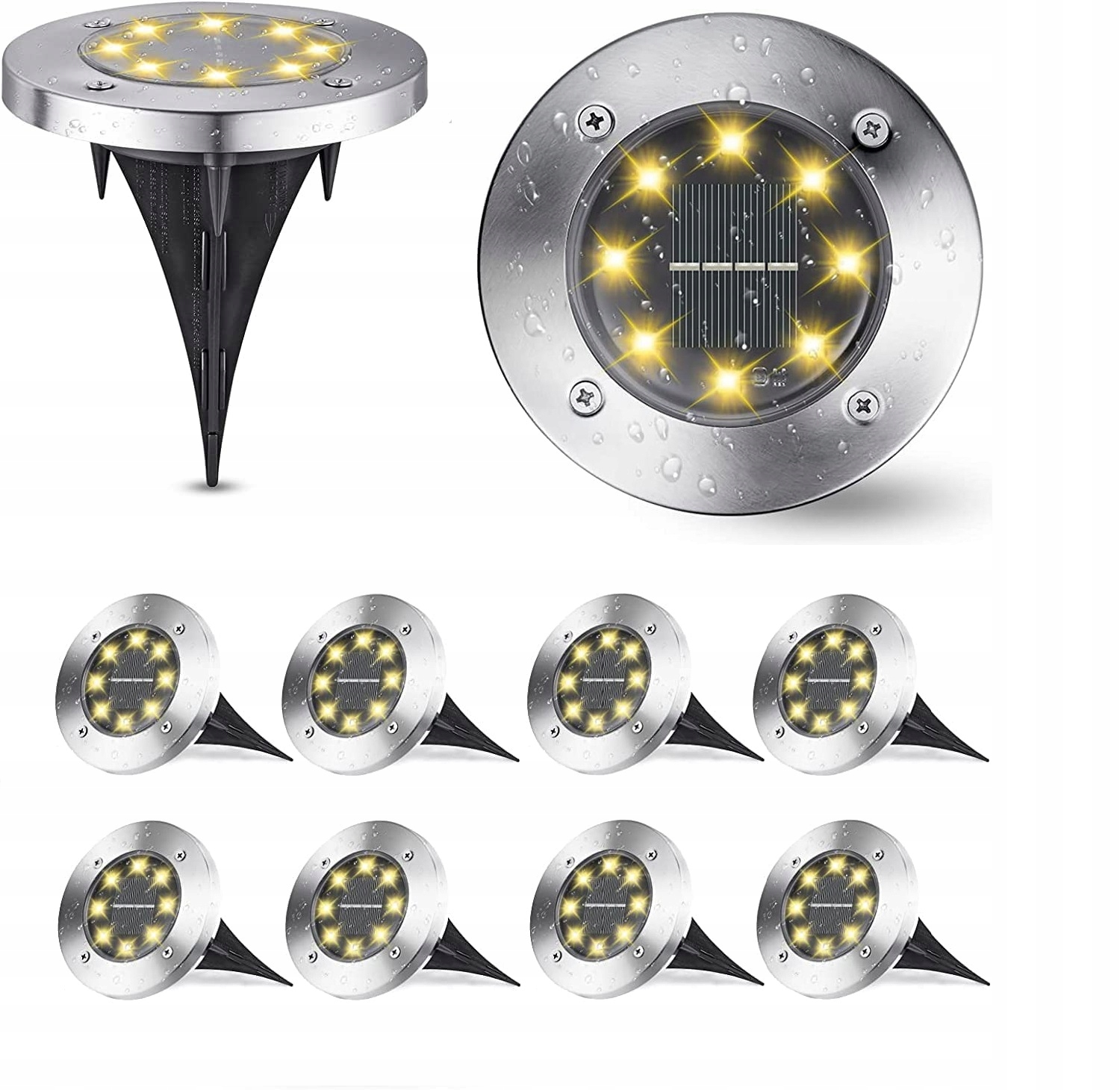 

10szt Lampki Ogrodowe Solarne Gruntowe Led Dyski