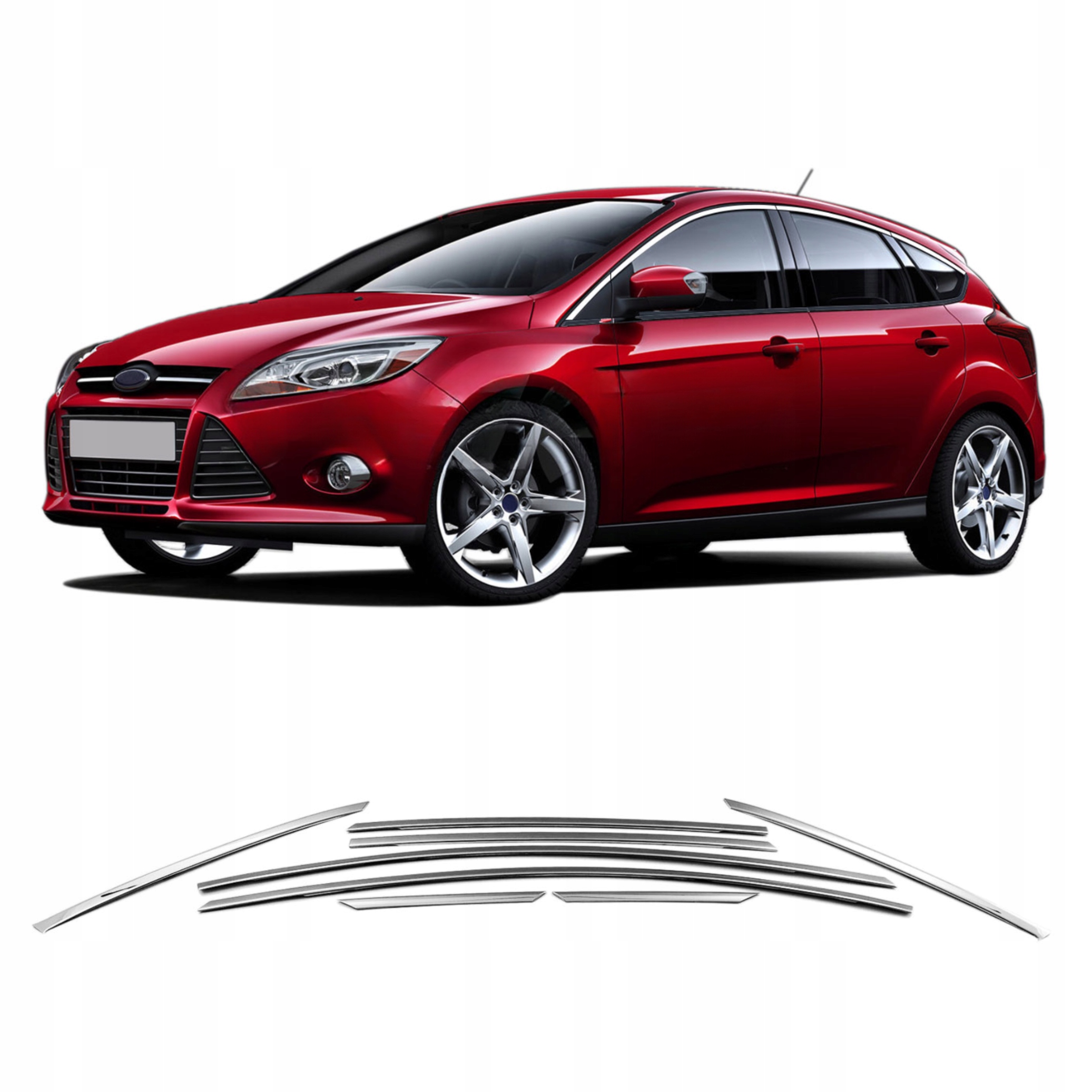 Lišty nad boční sklo nerezová ocel chrom Ford Focus Mk3 2011-2017