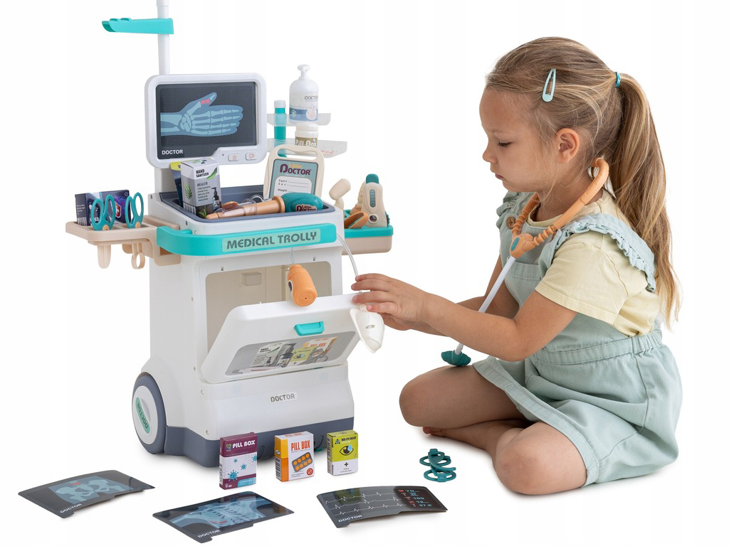 Zestaw małego lekarza doktor wózek ekg interaktywny dla dzieci XXL 26 el. Marka MAT