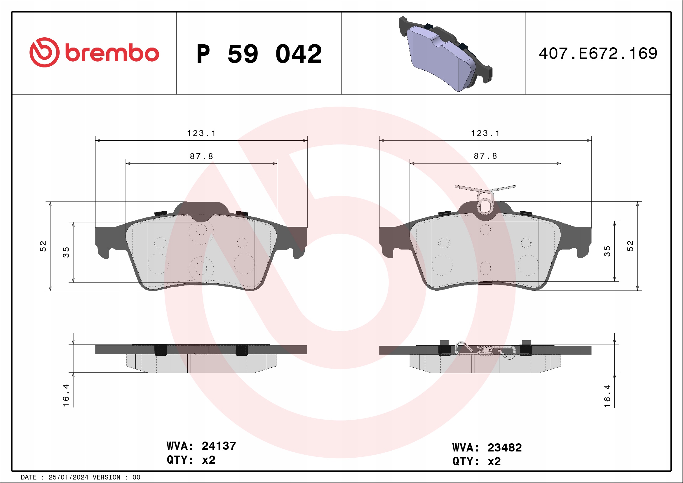 Klocki hamulcowe BREMBO P59042X