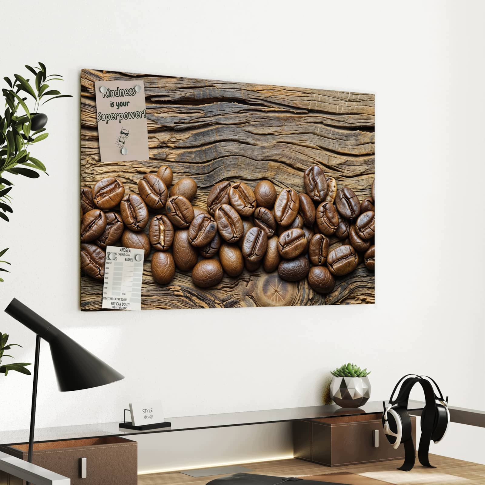 Magnetická tabule Zrna kávy Dřevo 60 × 40 cm